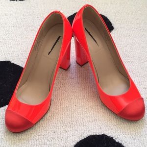 J.Crew Etta Orange Patent Leather Cap Toe Heel
